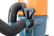 Close view of the DC Tromb 600 Twin cyclone mount and the black flexible hose joining the pre-separator to the machine
