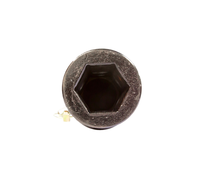 Eterra auger adapter viewed down the hex female socket, showing the six-sided bore inside the collar