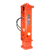 Eterra PDX-1000 post driver unit, orange housing with hydraulic hoses, shown against a plain background