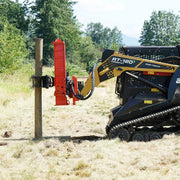 Eterra PDX-1000 skid steer post driver with grapple attachment