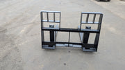 Glacier 8000 pallet forks on pavement, front view of the walk-through frame and blades