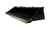 Glacier Extreme general-purpose bucket in black, angled view showing the smooth cutting edge and deep shell