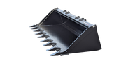 Glacier Extreme general-purpose bucket with bolt-on teeth, studio view showing the toothed cutting edge