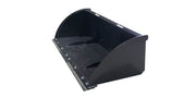 Glacier Extreme high-capacity material bucket in black, angled studio view showing the tall rolled back and the bolt-on edge