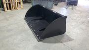 Glacier Extreme high-capacity material bucket on a shop floor, three-quarter view into the deep shell