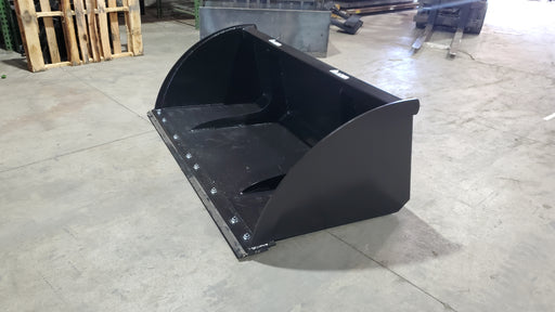 Glacier Extreme high-capacity material bucket on a shop floor, three-quarter view into the deep shell