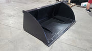 Glacier Extreme high-capacity material bucket, angled view into the shell showing the wear strips along the floor