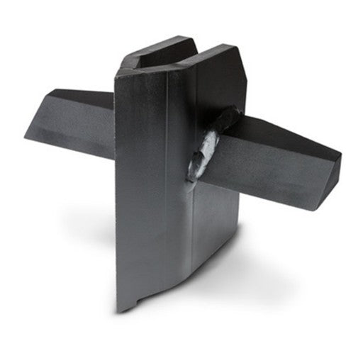 Four-way splitting wedge accessory for the Glacier log splitter, studio view of the cross-shaped wedge