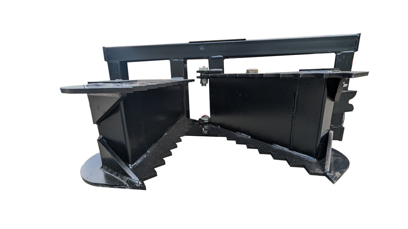 Glacier tree puller, studio view of the two serrated clamping jaws open on the mounting frame