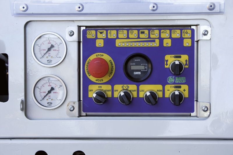 IMER Booster 20 towable diesel concrete piston pump, control panel detail