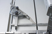 IMER Combicut 200VA overhead rail tile saw, protractor angle guide on the cutting table