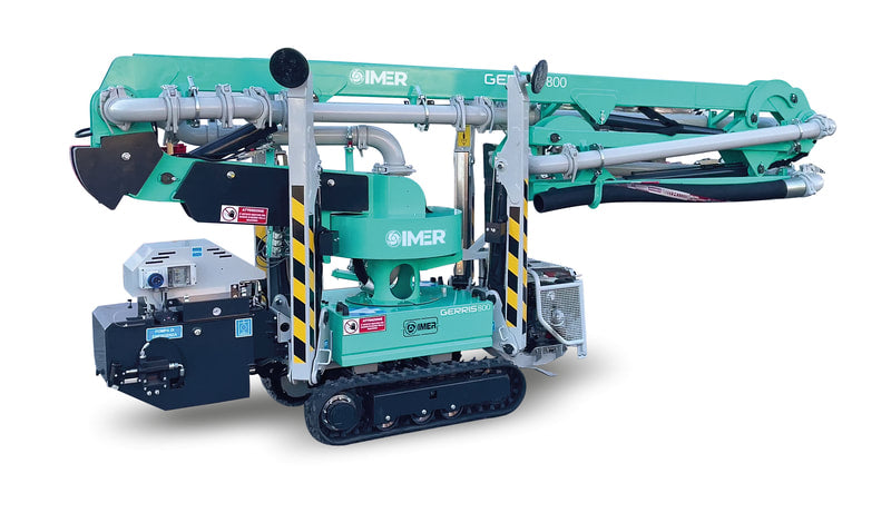 IMER Gerris 800 crawler concrete placing boom folded into its stored position