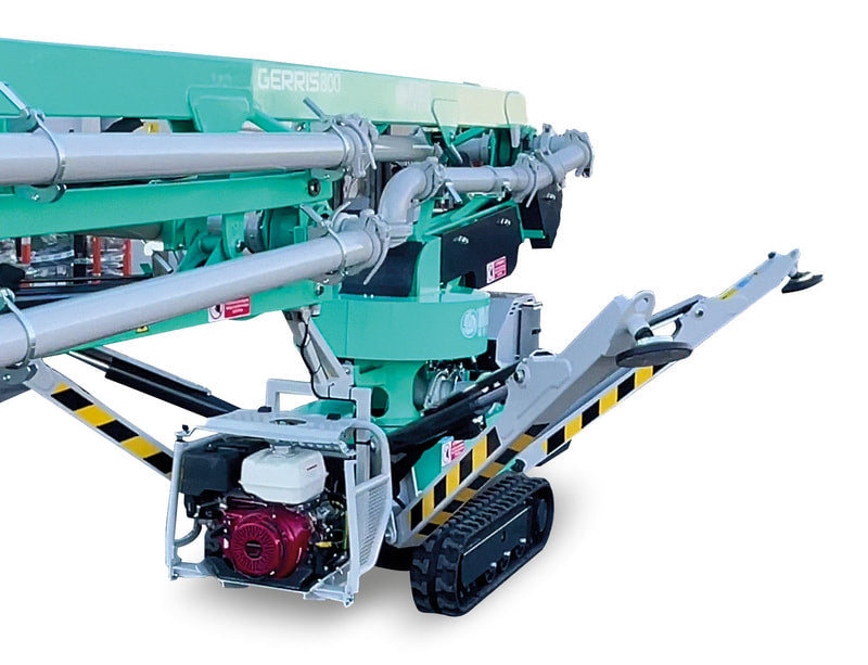 IMER Gerris 800 crawler concrete placing boom with the outriggers half deployed