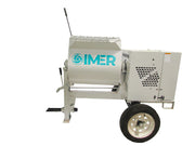 IMER HSM 6 towable mortar mixer, rear view with the grate over the drum opening