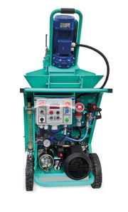 IMER Koine 3.1 continuous mortar pump, rear view with the material hose outlet