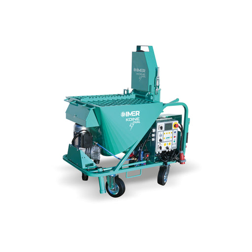 IMER Koine Dual high-flow continuous mortar pump with dust grate and control panel