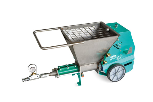 IMER Mighty Small 50 Evo portable mortar pump with stainless steel hopper