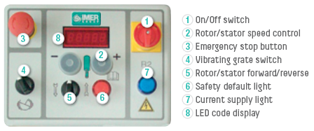 IMER Mighty Small 50 Evo portable mortar pump, control panel detail