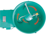 IMER Mix 360 towable vertical shaft paddle mixer, drum rotating during a mix