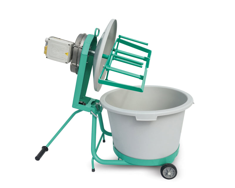 IMER Mix-All 60 portable paddle mixer with mixing bucket and protective cover