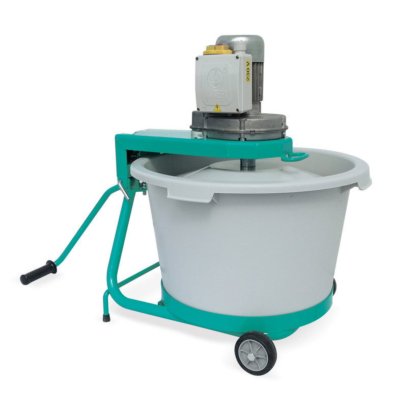IMER Mix-All 60 portable paddle mixer, closed for transport, side view