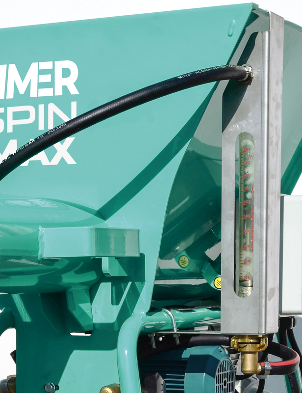IMER Spin Max continuous mixer, front view of the hopper and mixing tube