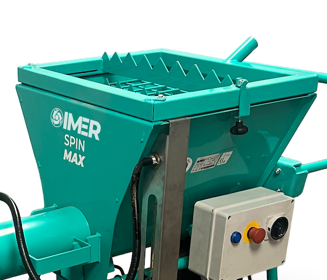 IMER Spin Max continuous mixer, control panel and water flow gauge