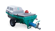 IMER Step-Up 120 towable mortar and grout pump with hopper and pivoting tow bar