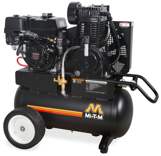 Mi-T-M 20 Gallon Two Stage Gas Air Compressor, Portable, Honda Electric Start engine