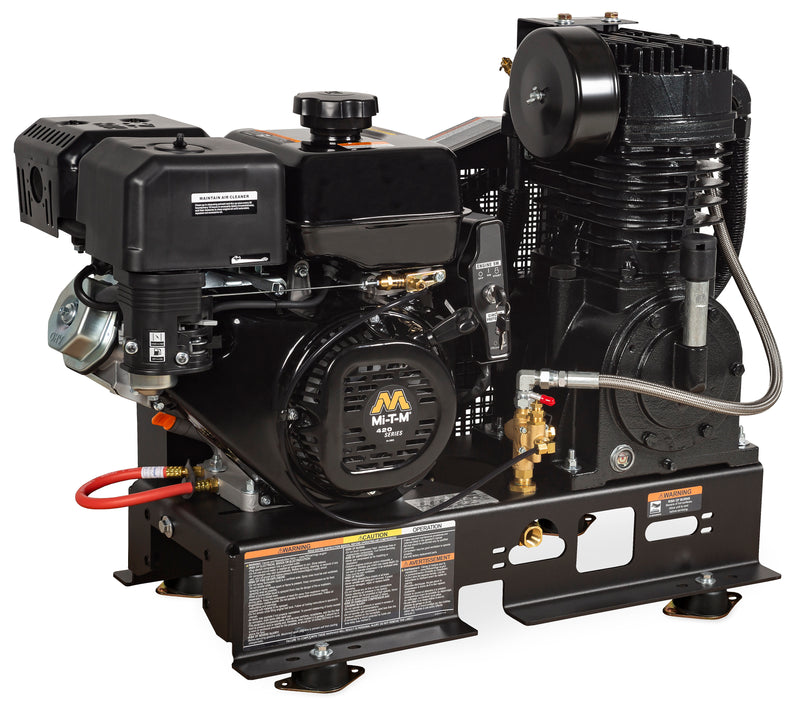 Mi-T-M 30-80 Gallon Base-Mount Two Stage Gas Air Compressor, Base-Mount, Mi-T-M engine