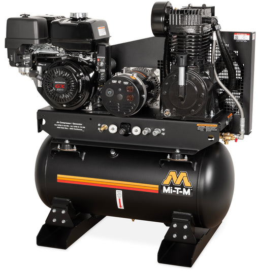 Mi-T-M 30 Gallon Two Stage Air Compressor Generator Combo, Honda Electric Start engine