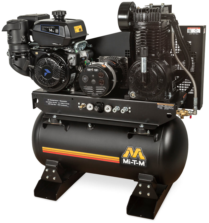 Mi-T-M 30 Gallon Two Stage Air Compressor Generator Combo, Rehlko Electric Start engine