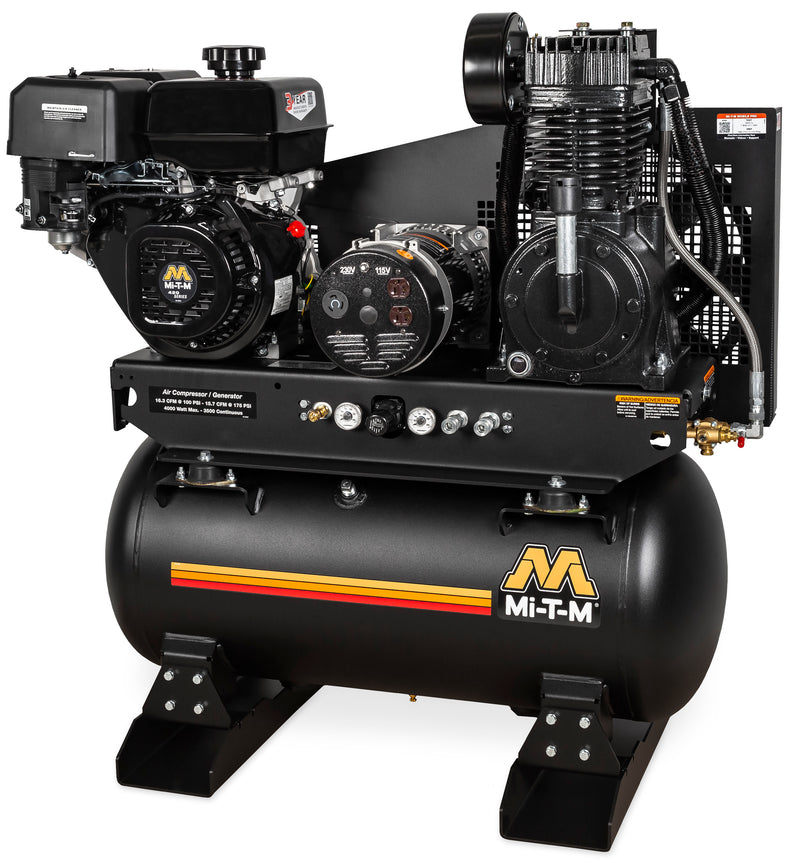 Mi-T-M 30 Gallon Two Stage Air Compressor Generator Combo, Mi-T-M engine