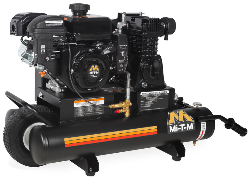 Mi-T-M 8 Gallon Single Stage Gas Air Compressor, Mi-T-M Electric Start engine