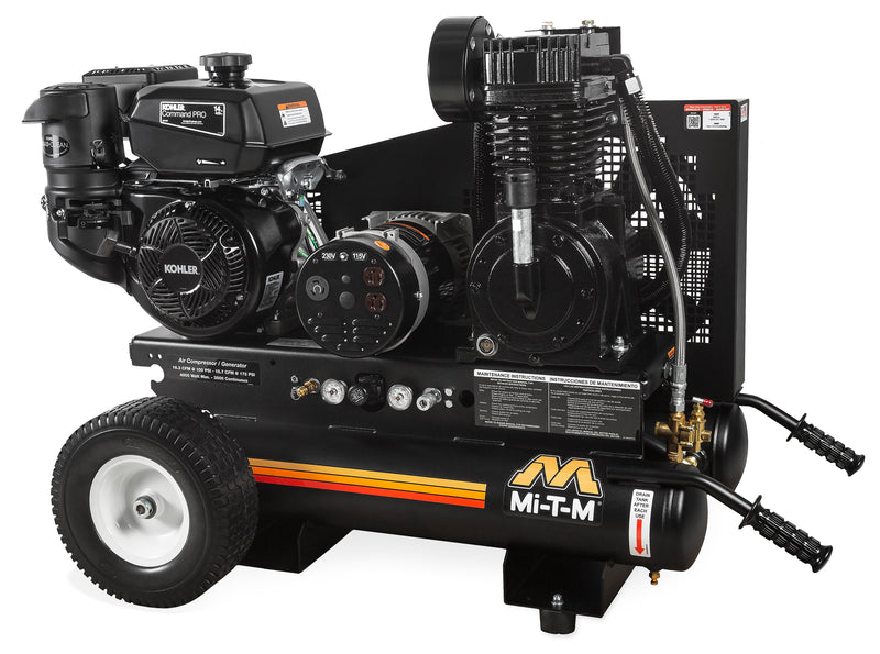Mi-T-M 8 Gallon Two Stage Air Compressor Generator Combo, Portable, Rehlko Electric Start engine