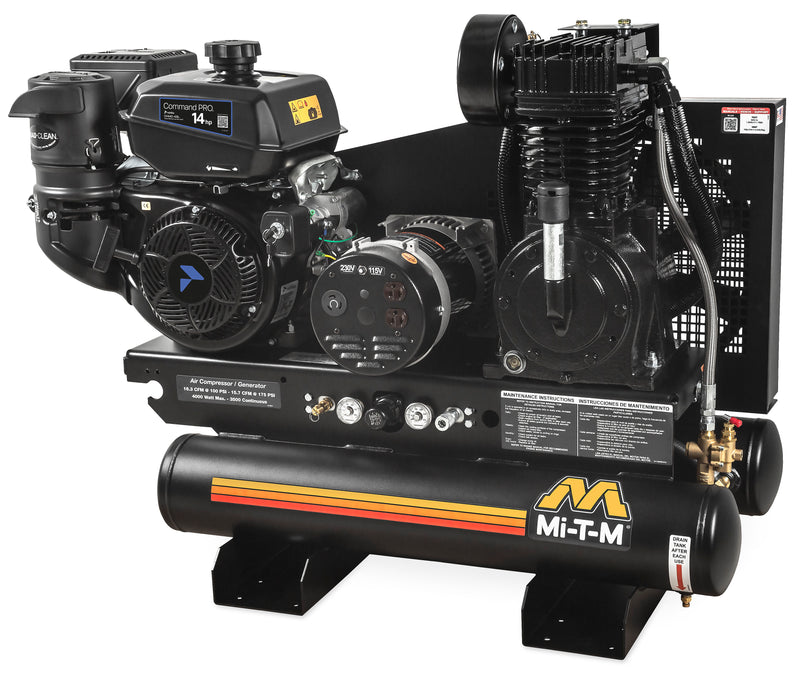 Mi-T-M 8 Gallon Two Stage Air Compressor Generator Combo, Stationary, Rehlko Electric Start engine