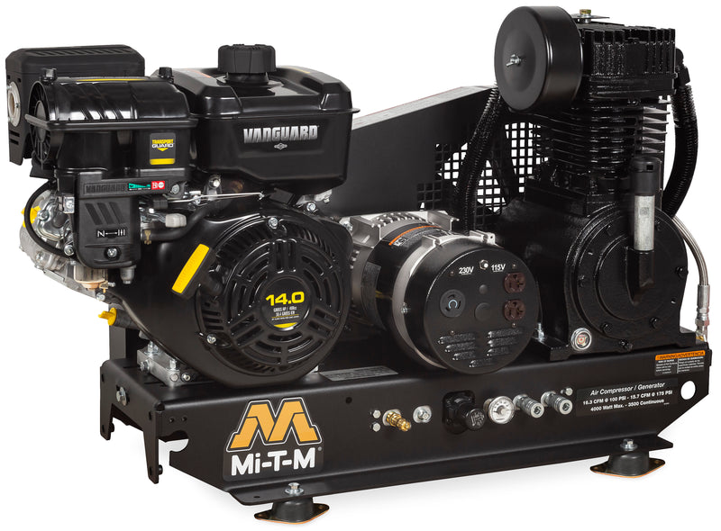Mi-T-M 8 Gallon Two Stage Air Compressor Generator Combo, Base-Mount, Vanguard engine