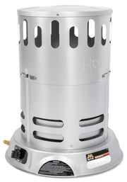 Mi-T-M gas fired convection heater, cylindrical steel body with base mounted controls
