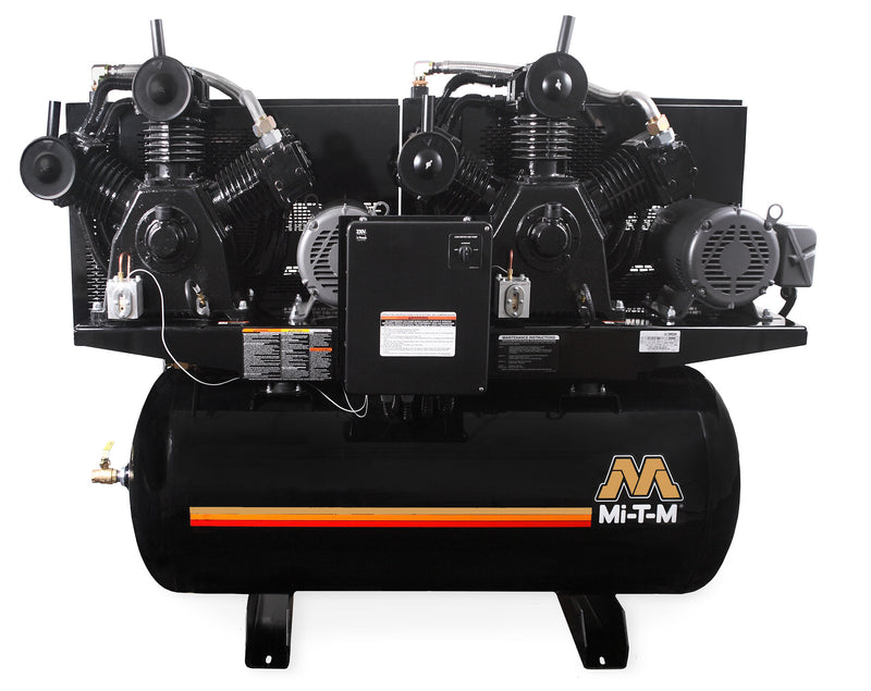 Mi-T-M M-Series 120 Gallon Two Stage Electric Duplex Air Compressor, 15.0 HP, 200V 3-Phase