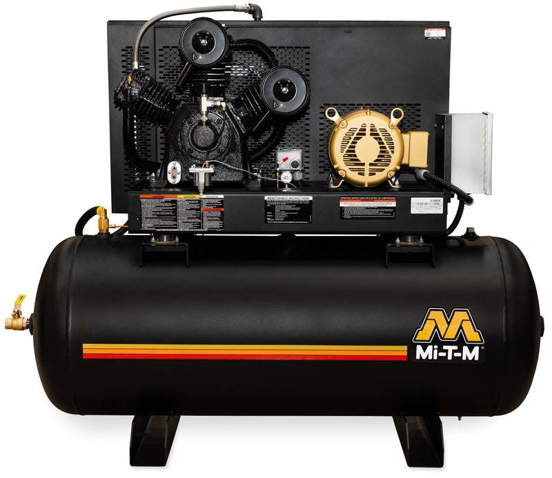 Mi-T-M M-Series simplex air compressor, single pump on a 120 gallon horizontal tank