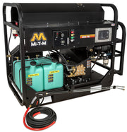 Mi-T-M HS-4005-0MDK diesel hot water pressure washer, skid frame with a Kubota engine and control panel, 4000 PSI