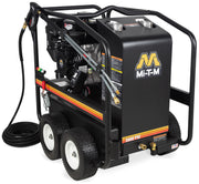 Mi-T-M HSP-3003-3MGM portable hot water pressure washer, black boiler housing with a Mi-T-M engine, 3000 PSI