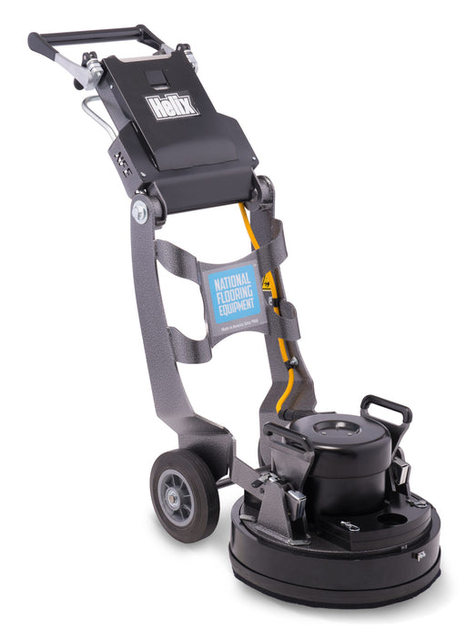 Helix planetary grinder badged on the control housing, with folding handle and shrouded grinding head
