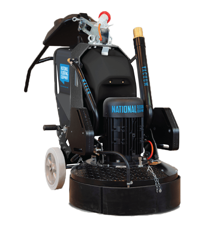 M800 planetary grinder with electric motor, vacuum tube and skirted grinding head