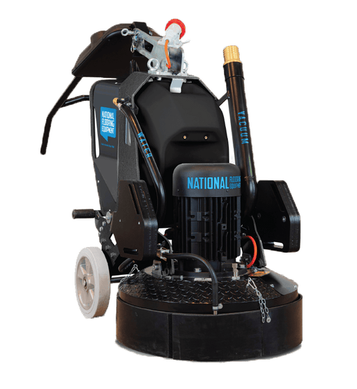 M800 planetary grinder with electric motor, vacuum tube and skirted grinding head
