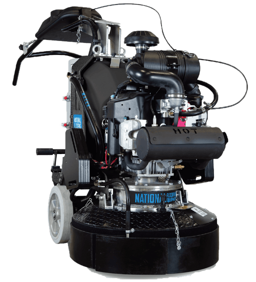 P650 propane planetary grinder with engine and muffler above a skirted grinding head