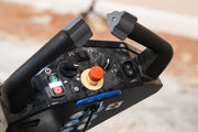 Rogue walk-behind scraper control head with the start and stop switches, emergency stop and speed dial