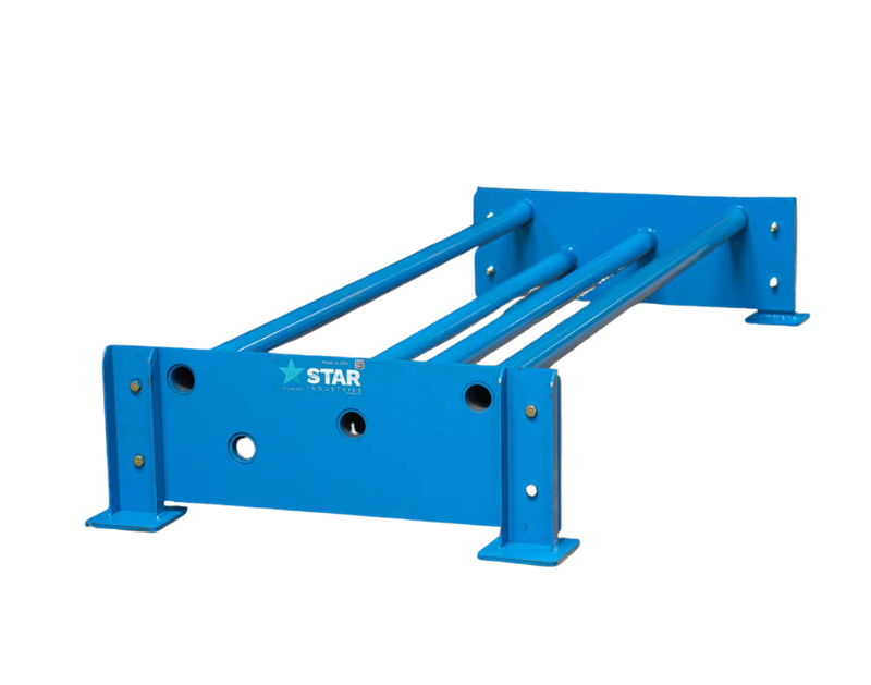 Star Industries single-level excavator bucket rack with three sloped tubes between end plates