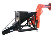Star Industries concrete hopper on a telehandler carriage with the discharge chute below