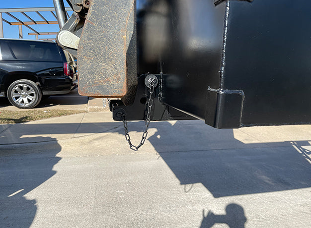 Fork through the hopper pocket with the retaining chain fitted